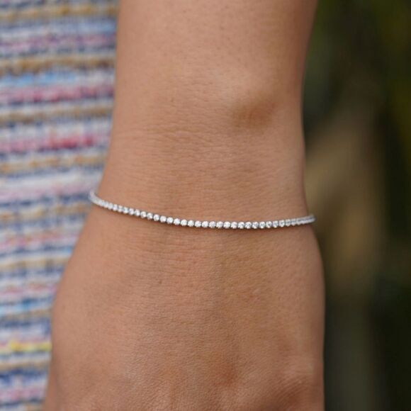 14K Real Gold Tennis Bracelet | Perfect Birthday Gift for Her | Minimal Jewelry - Picture 1 of 10